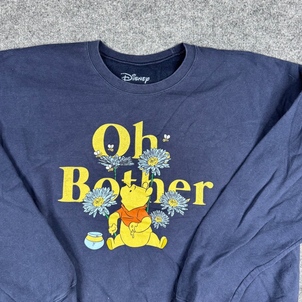 Disney Sweatshirt Mens Size XL Navy Blue Oh Bother Winnie The Pooh Graphic Crew